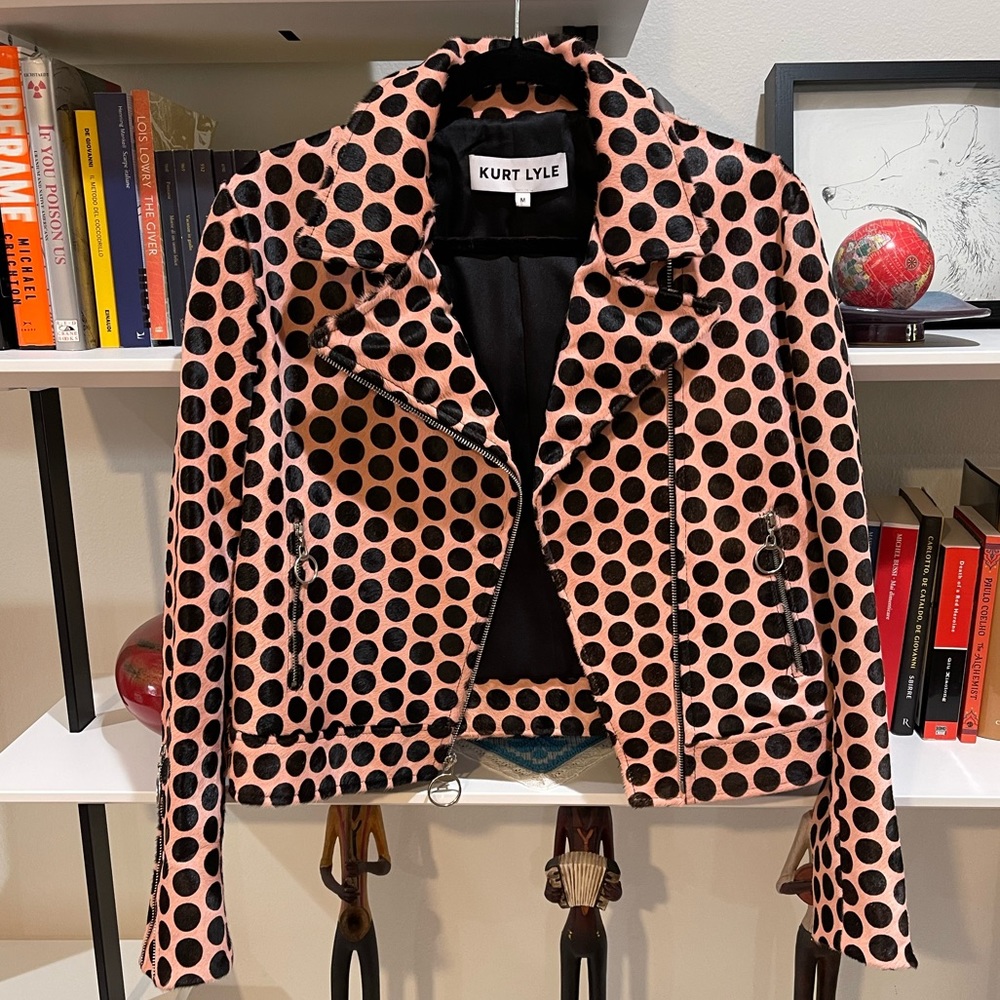 🚫SOLD🚫Kurt Lyle Pink Polka Dot Motorcycle Jacket